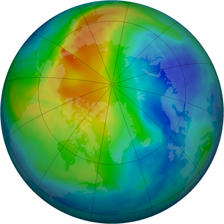 Arctic ozone map for 10 November 2009